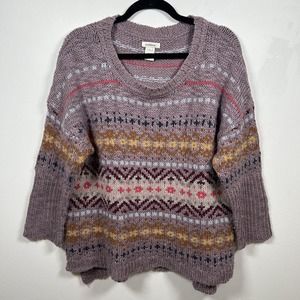 Sundance Lambswool Fair Isle Crewneck Sweater Nordic Colorful Striped L